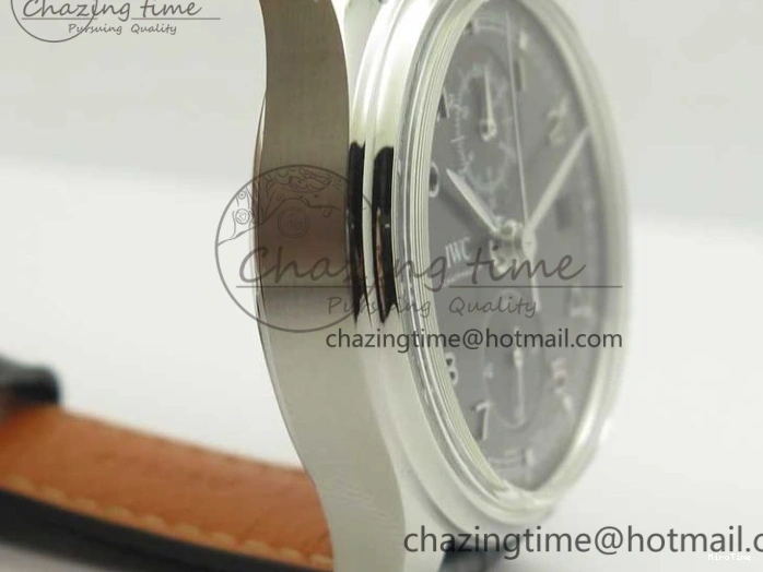 MIROTIME 0308 Portuguese Chrono SS ZF 1:1 Best Edition Gray Dial SS On Black Leather Strap A ZipUp 7215
